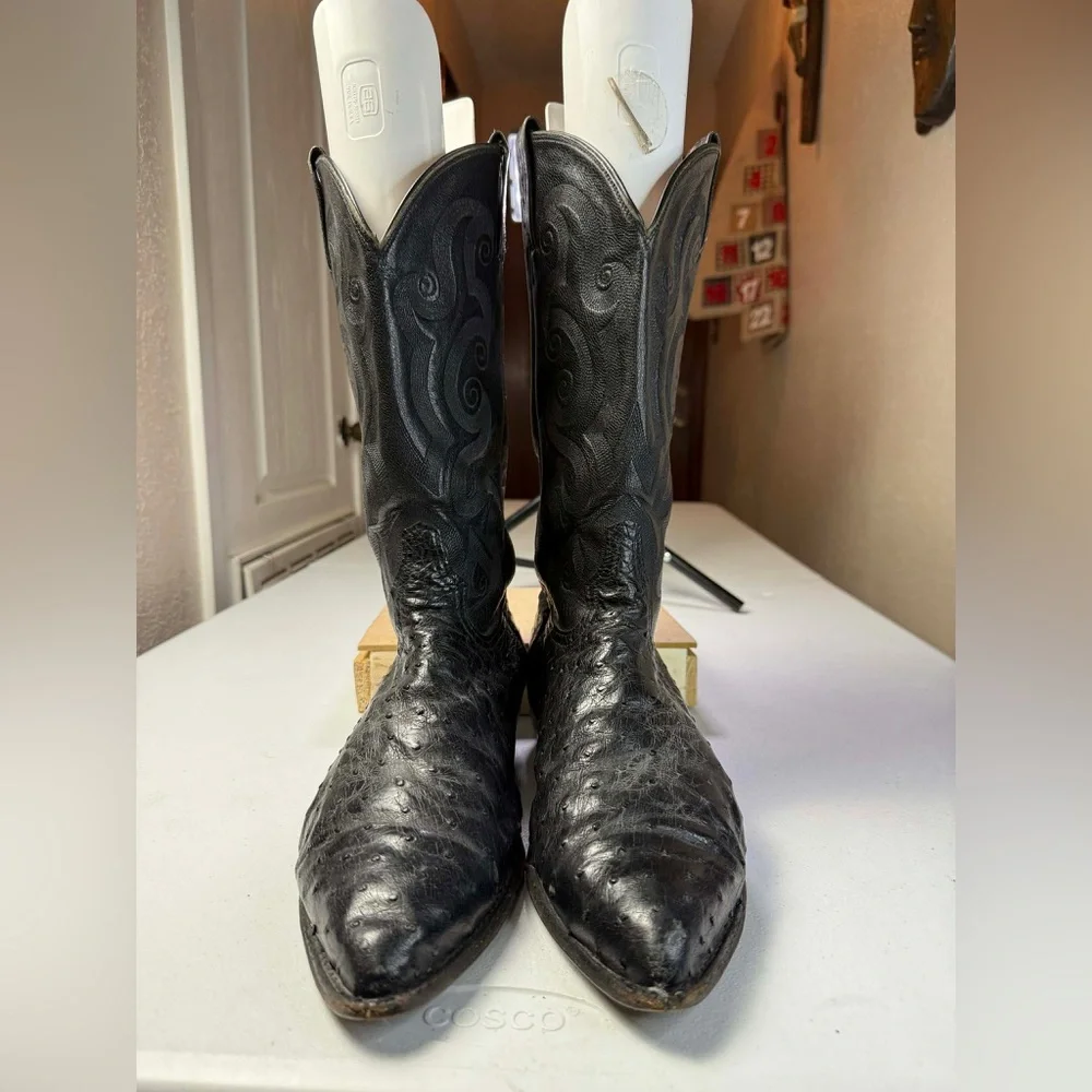 Tony Lama black ostrich cowboy boots